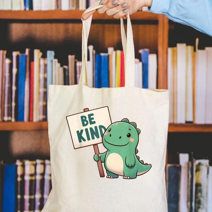 Be Kind Teacher Anti-Bullying Dino Kindness Women Men Boys Canvas Tote Bag, funny gift