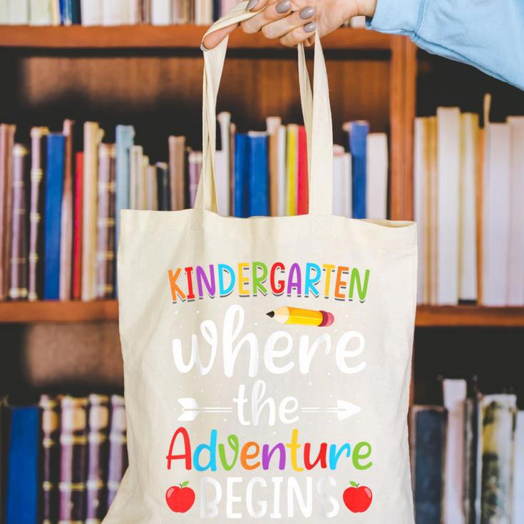 Kindergarten Where The Adventure Begins Shirt Children's Teacher Canvas Tote Bag, funny gift Kindergarten Where The Adventure Begins Shirt Children's Teacher Canvas Tote Bag, funny gift