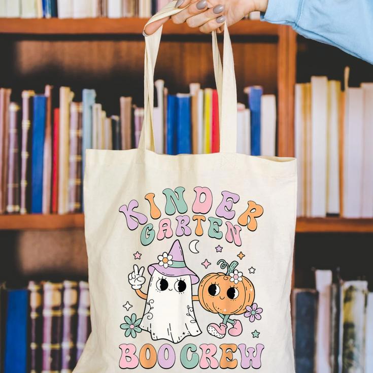 Kindergarten Boo Crew Halloween Floral Ghost Kinder Teacher Canvas Tote Bag, funny gift Kindergarten Boo Crew Halloween Floral Ghost Kinder Teacher Canvas Tote Bag, funny gift