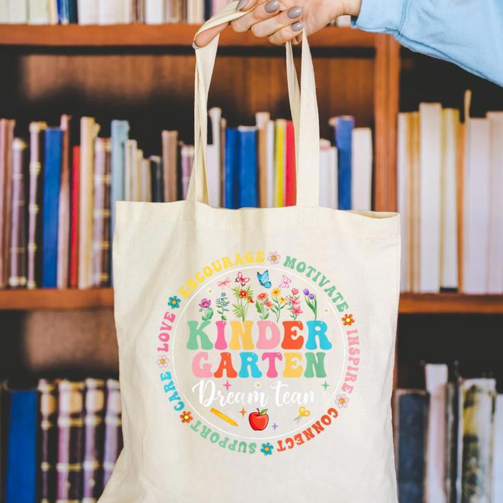 Kindergarten Dream Team Back To School Teacher Flower For Men Women Girls Kids Canvas Tote Bag, funny gift