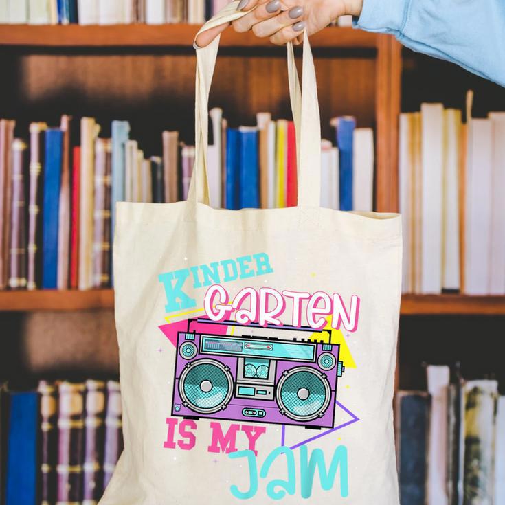 Kindergarten Is My Jam Cute Teacher Shirt 80's 90's Styl Canvas Tote Bag, funny gift Kindergarten Is My Jam Cute Teacher Shirt 80's 90's Styl Canvas Tote Bag, funny gift