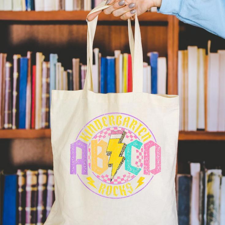 Kindergarten Rocks ABCD Back To School Rock Teacher Canvas Tote Bag, funny gift Kindergarten Rocks ABCD Back To School Rock Teacher Canvas Tote Bag, funny gift