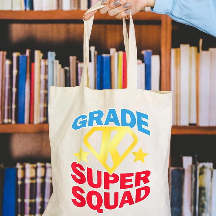 Kindergarten Super Squad Superhero Teacher Team Men Women Girls Kids Canvas Tote Bag, Super Teacher Tote Bags, funny gift Kindergarten Super Squad Superhero Teacher Team Men Women Girls Kids Canvas Tote Bag, Super Teacher Tote Bags, funny gift