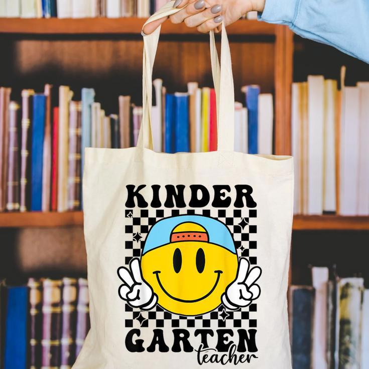 Kindergarten Teacher Hippie Smile Face Back School Canvas Tote Bag, funny gift Kindergarten Teacher Hippie Smile Face Back School Canvas Tote Bag, funny gift