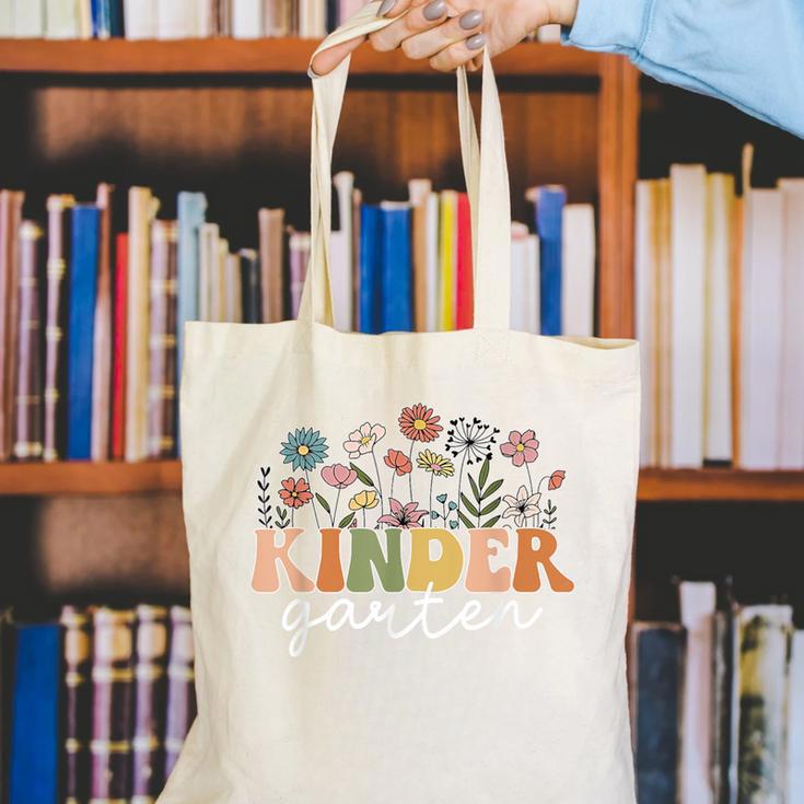Kindergarten Teacher Wildflower Back To School Floral Outfit Men Women Canvas Tote Bag, funny gift