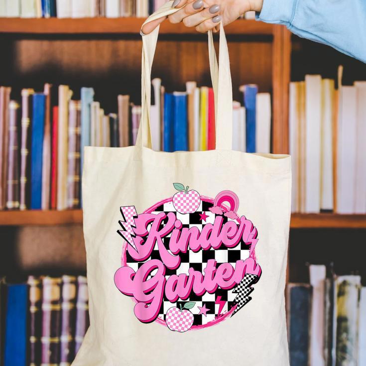 Kindergarten Teacher Women Checkered First Day Of School Canvas Tote Bag, funny gift Kindergarten Teacher Women Checkered First Day Of School Canvas Tote Bag, funny gift