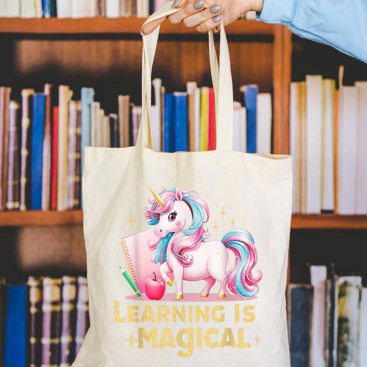 LEARNING IS MAGICAL TEACHER UNICORN BACK TO SCHOOL UNICORN Canvas Tote Bag, funny gift LEARNING IS MAGICAL TEACHER UNICORN BACK TO SCHOOL UNICORN Canvas Tote Bag, funny gift