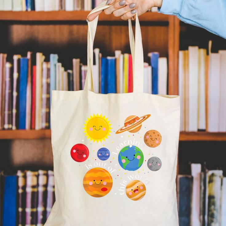 Learning Is Out Of This World Science Teacher Planets Canvas Tote Bag, Science Teacher Tote Bags, funny gift Learning Is Out Of This World Science Teacher Planets Canvas Tote Bag, Science Teacher Tote Bags, funny gift