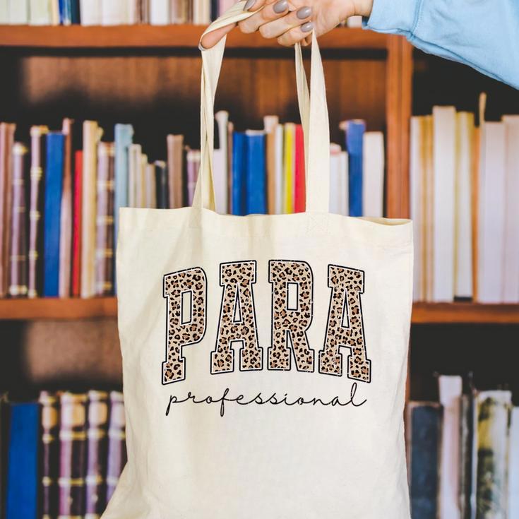 Leopard Paraprofessional Back To School Para Squad Teacher Canvas Tote Bag, funny gift Leopard Paraprofessional Back To School Para Squad Teacher Canvas Tote Bag, funny gift