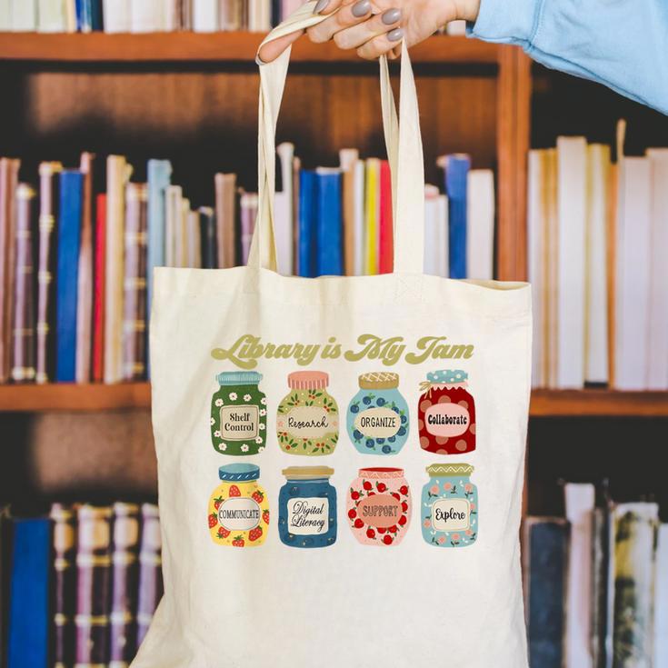 Library Is My Jam Librarian Appreciation Reading Teacher Canvas Tote Bag, funny gift Library Is My Jam Librarian Appreciation Reading Teacher Canvas Tote Bag, funny gift