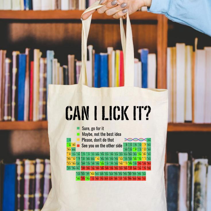 Can I Lick It Periodic Table Chart Science Teacher Canvas Tote Bag, Science Teacher Tote Bags, funny gift Can I Lick It Periodic Table Chart Science Teacher Canvas Tote Bag, Science Teacher Tote Bags, funny gift