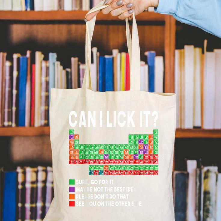 Can I Lick It Periodic Table Science Teacher Boy And Girls Canvas Tote Bag, Science Teacher Tote Bags, funny gift
