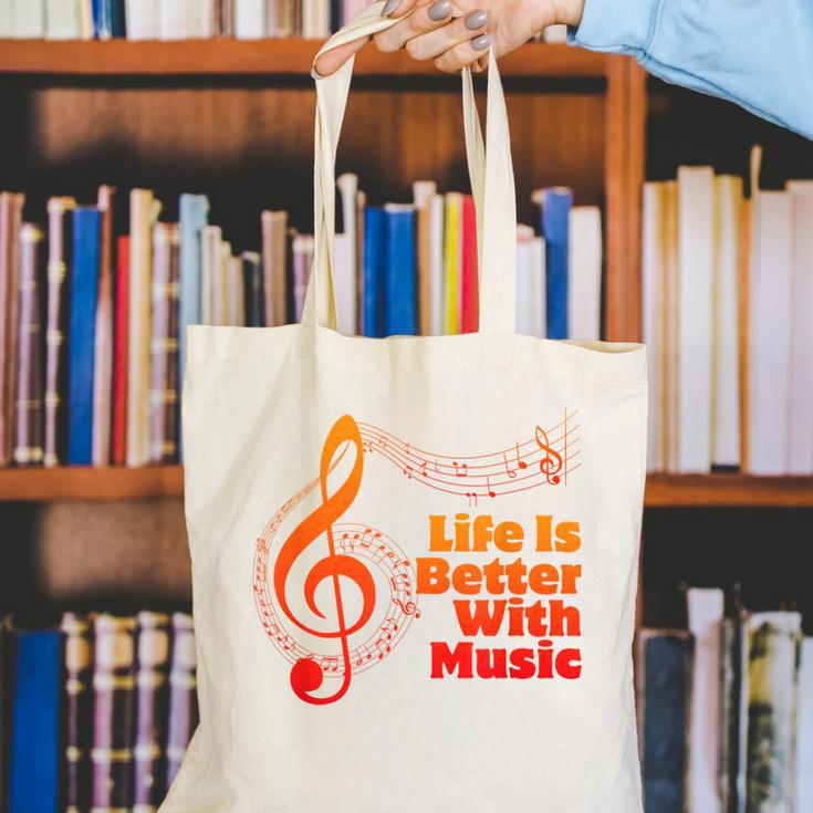 Life Is Better With Music Theory Musician Teacher Notes Clef Canvas Tote Bag, funny gift Life Is Better With Music Theory Musician Teacher Notes Clef Canvas Tote Bag, funny gift