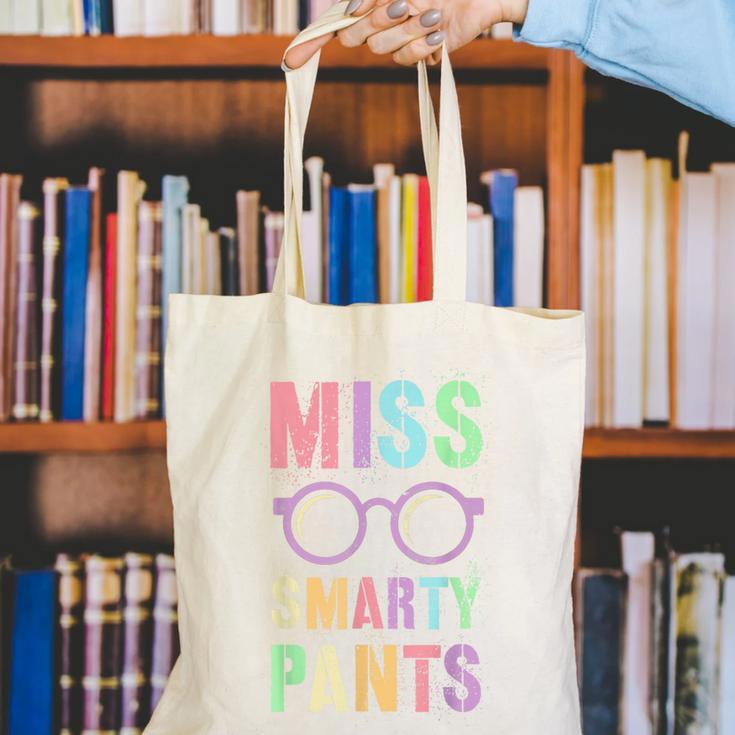 Little MISS SMARTY PANTS School Grad Teacher Last Day Canvas Tote Bag, funny gift