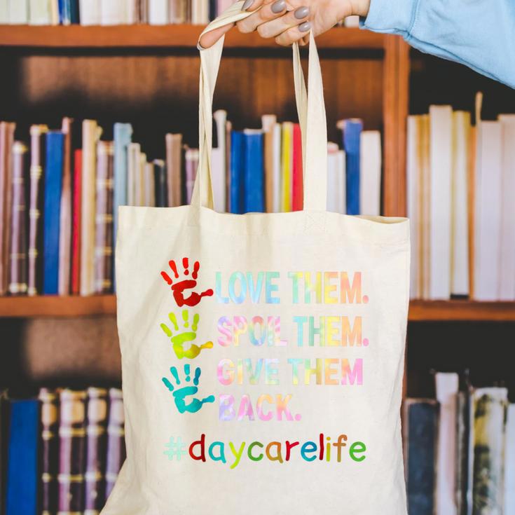 Love Daycare Provider Childcare Teacher Tie Dye Canvas Tote Bag, funny gift Love Daycare Provider Childcare Teacher Tie Dye Canvas Tote Bag, funny gift