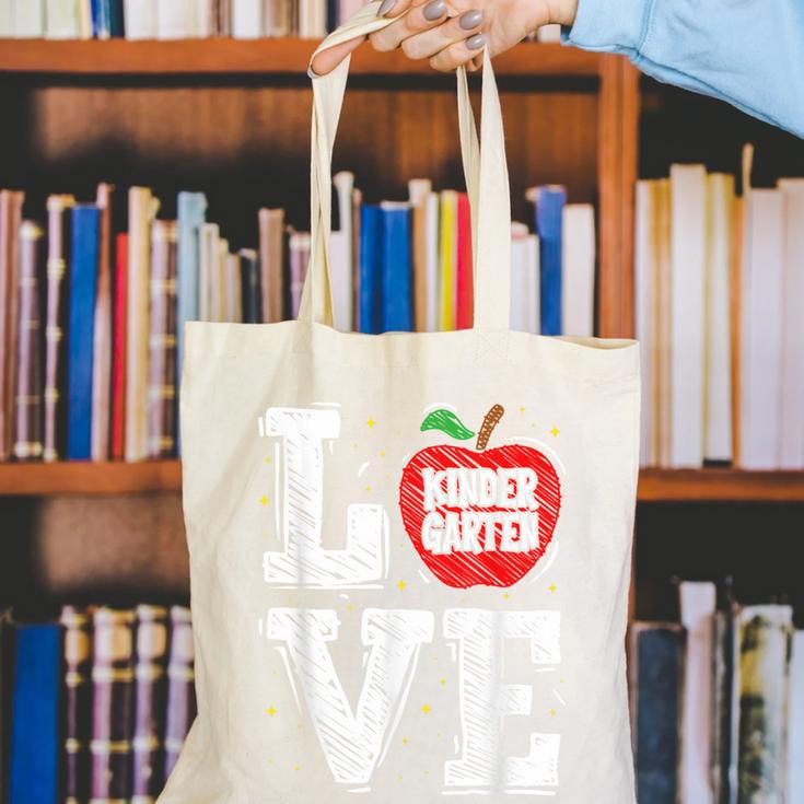 LOVE Kindergarten Teacher Student School Apple Canvas Tote Bag, funny gift LOVE Kindergarten Teacher Student School Apple Canvas Tote Bag, funny gift