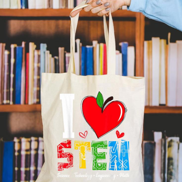 I Love STEM Student Teacher 1st Day Of School Back To School Canvas Tote Bag, funny gift I Love STEM Student Teacher 1st Day Of School Back To School Canvas Tote Bag, funny gift