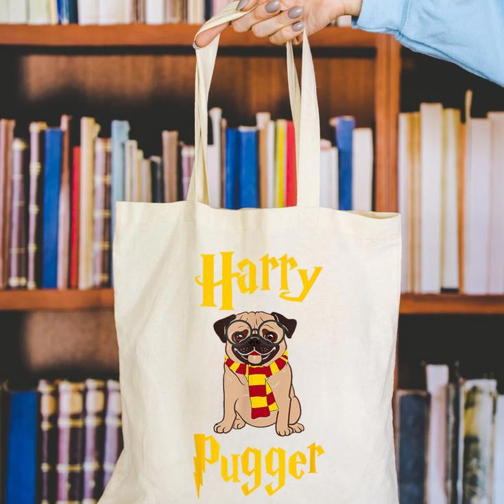 Lovely Harry Pugger Pug Canvas Tote Bag, funny gift