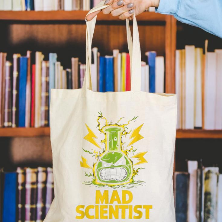 Mad Scientist Kids Youth Adult Science Teacher Chemistry Canvas Tote Bag, Science Teacher Tote Bags, funny gift