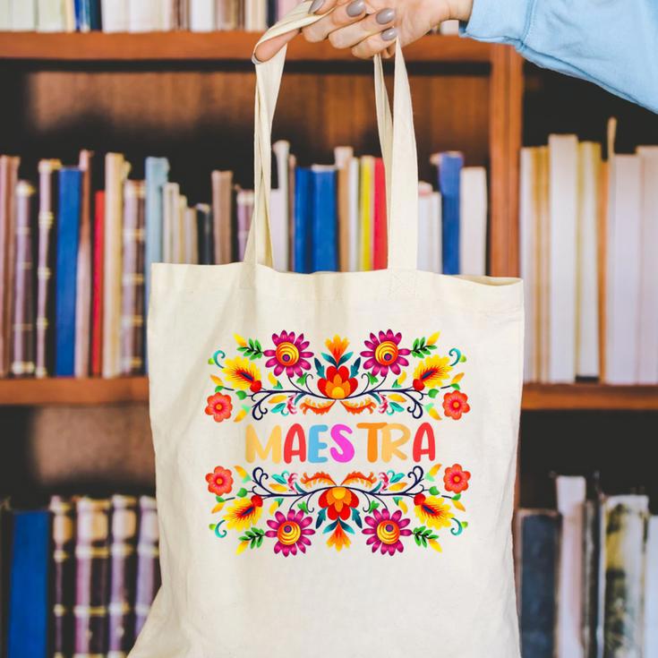 Maestra Cinco De Mayo Spanish Mexican Teacher Canvas Tote Bag, funny gift