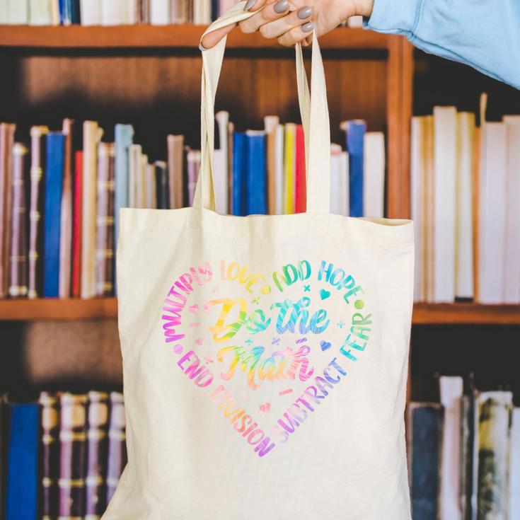 Do The Math Multiply Love Add Hope Math Teacher Tie Dye Canvas Tote Bag, funny gift