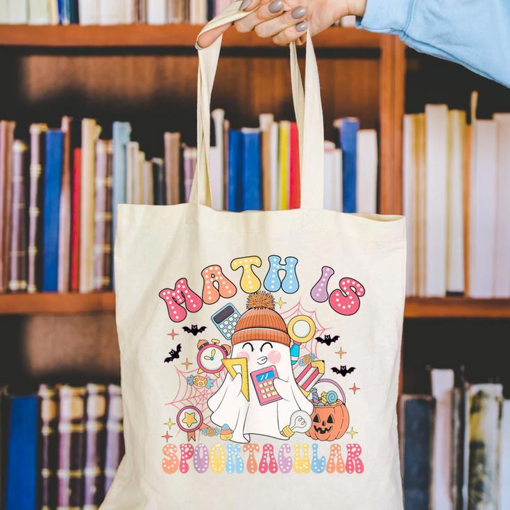 Math Is Spooktacular Math Teacher Spooky Halloween Canvas Tote Bag, funny gift