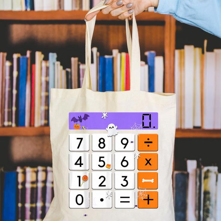 Math Teacher Halloween Costume Calculator Math Pun Canvas Tote Bag, funny gift