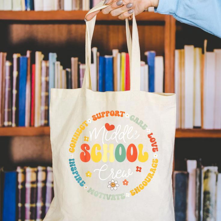 Middle School Crew Back To School For Teacher Canvas Tote Bag, funny gift Middle School Crew Back To School For Teacher Canvas Tote Bag, funny gift