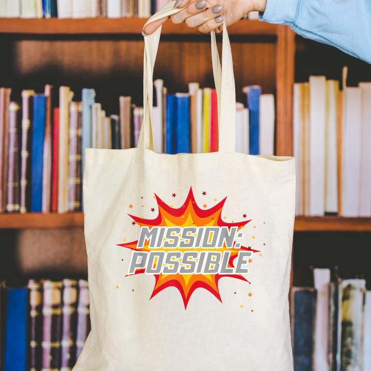 Mission Possible Motivational Inspirational School Teacher Canvas Tote Bag, funny gift