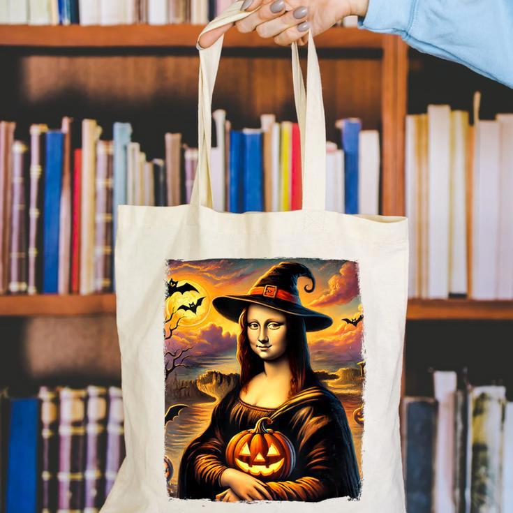 Mona Lisa Pumpkin Halloween Art Teacher Witchy Women Kids Canvas Tote Bag, funny gift Mona Lisa Pumpkin Halloween Art Teacher Witchy Women Kids Canvas Tote Bag, funny gift