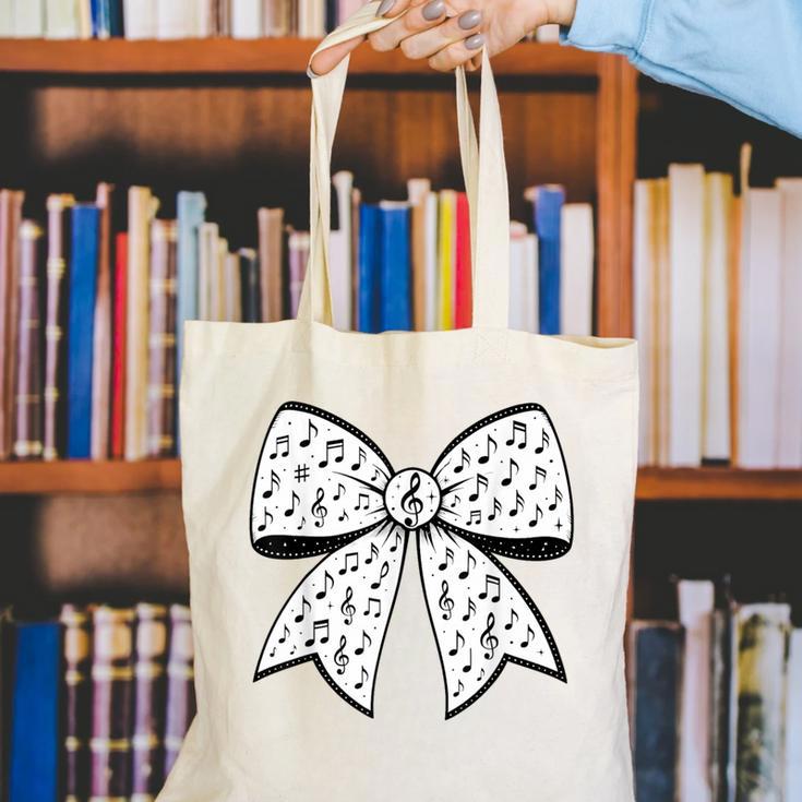 Music Notes Coquette Bow Music Teacher School Musician Band Canvas Tote Bag, funny gift Music Notes Coquette Bow Music Teacher School Musician Band Canvas Tote Bag, funny gift