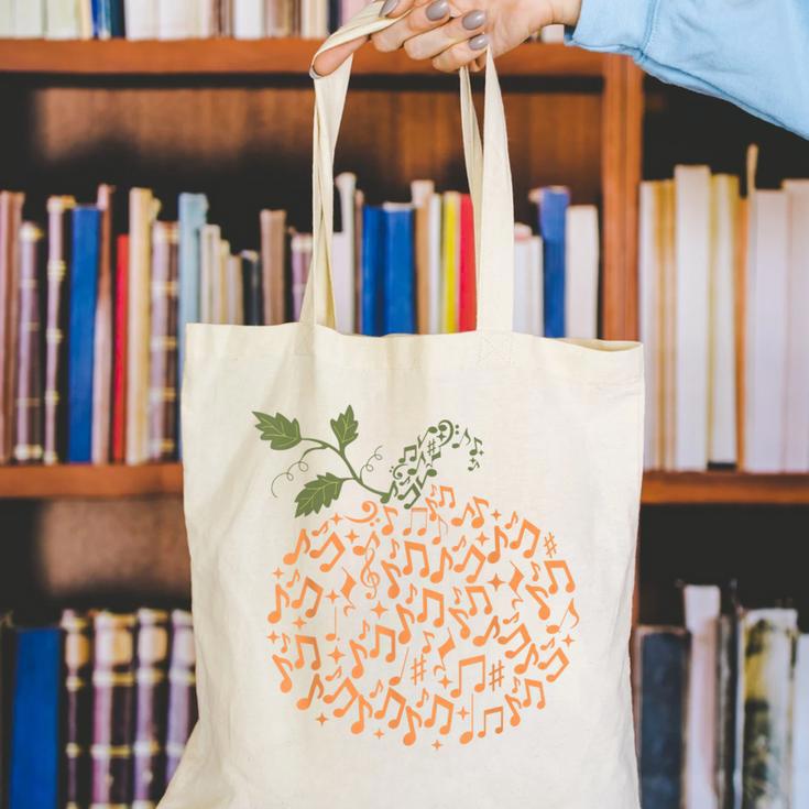Music Notes Pumpkin Fall Music Teacher Autumn Halloween Canvas Tote Bag, funny gift Music Notes Pumpkin Fall Music Teacher Autumn Halloween Canvas Tote Bag, funny gift