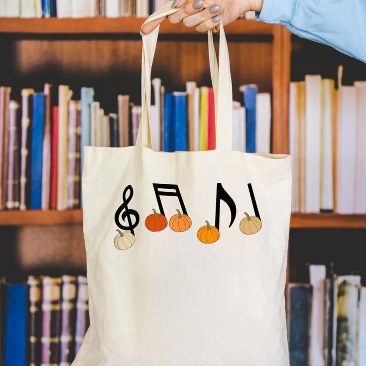 Music Notes Pumpkin Music Teacher Musician Fall Halloween Men Women Kids Canvas Tote Bag, funny gift Music Notes Pumpkin Music Teacher Musician Fall Halloween Men Women Kids Canvas Tote Bag, funny gift