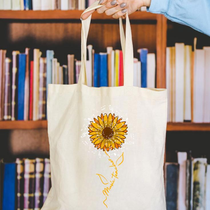 Music Teacher Shirt Sunflower Music Notes Musician Singer Canvas Tote Bag, funny gift Music Teacher Shirt Sunflower Music Notes Musician Singer Canvas Tote Bag, funny gift
