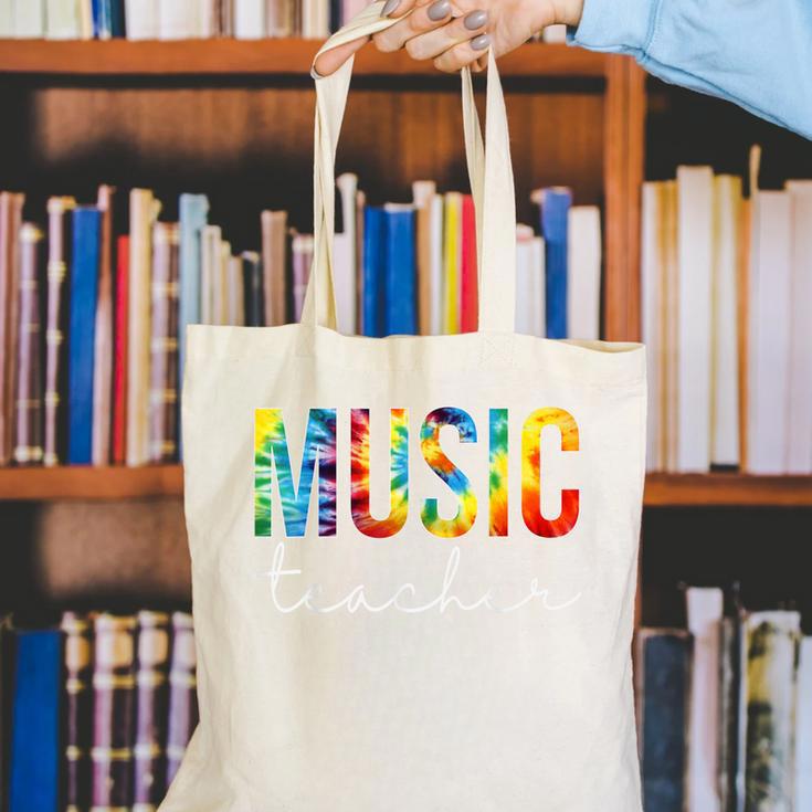 Music Teacher Tie Dye Appreciation Day Hello Back To School Men Women Canvas Tote Bag, funny gift