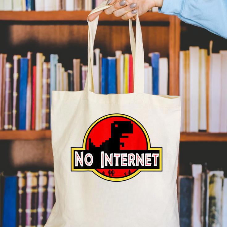 Nerdy No Internet Dinosaur Computer Science Teacher Canvas Tote Bag, Science Teacher Tote Bags, Internet Tote Bags, funny gift