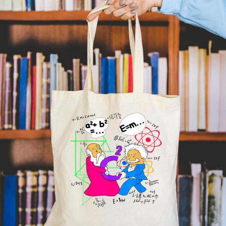 Nerdy Pythagoras Fighting Over C Squared Math Teacher Canvas Tote Bag, funny gift Nerdy Pythagoras Fighting Over C Squared Math Teacher Canvas Tote Bag, funny gift