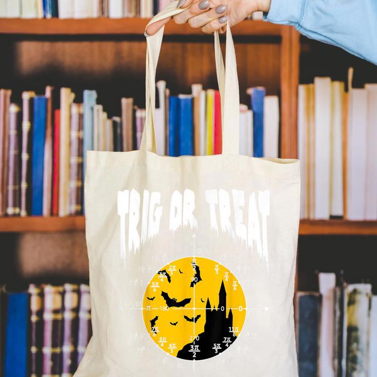 Nerdy Trig Or Treat Halloween Costume Math Teacher Canvas Tote Bag, funny gift