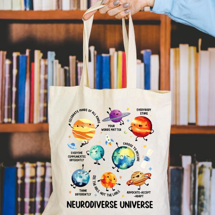 Neurodiverse Universe Space Planet Special Education Teacher Canvas Tote Bag, funny gift Neurodiverse Universe Space Planet Special Education Teacher Canvas Tote Bag, funny gift