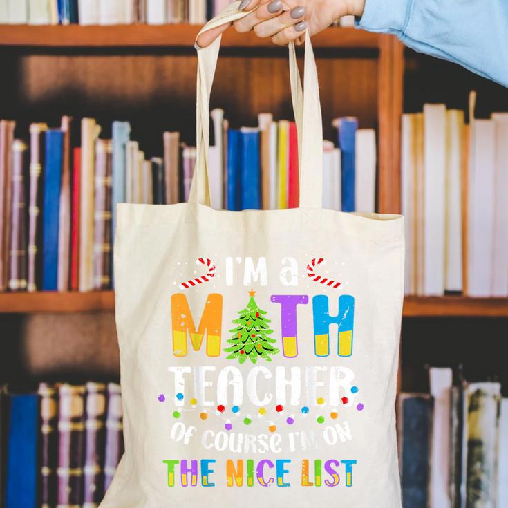 On The Nice List Christmas Math Teacher Women Men Canvas Tote Bag, funny gift On The Nice List Christmas Math Teacher Women Men Canvas Tote Bag, funny gift