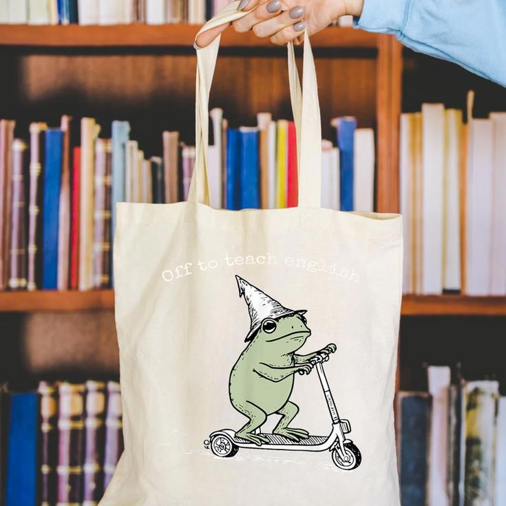 Off To Teach English Scooter Frog ESL Teacher Literature Canvas Tote Bag, Esl Teacher Tote Bags, English Teacher Tote Bags, funny gift Off To Teach English Scooter Frog ESL Teacher Literature Canvas Tote Bag, Esl Teacher Tote Bags, English Teacher Tote Bags, funny gift