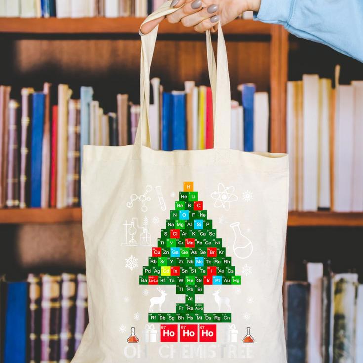 Oh Chemistree Scientist Chemical Christmas Xmas Teacher Canvas Tote Bag, funny gift