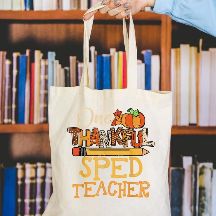 One Thankful Sped Teacher Cute Thanksgiving Women Canvas Tote Bag, funny gift