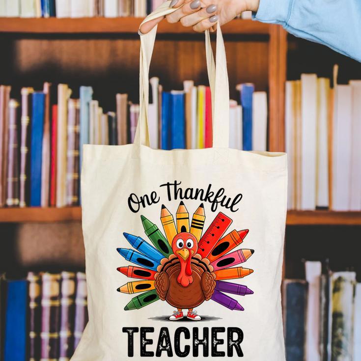 One Thankful Teacher Thanksgiving TurkeyCute Pencil Canvas Tote Bag, funny gift