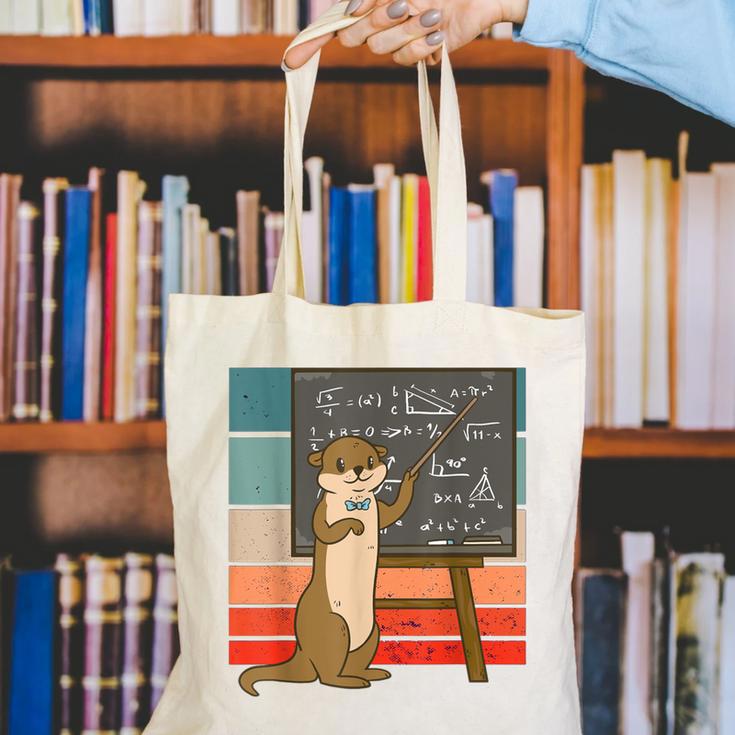 Otter Professor Teacher Teaching Maths Mathematics Canvas Tote Bag, funny gift Otter Professor Teacher Teaching Maths Mathematics Canvas Tote Bag, funny gift