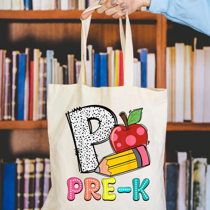 P Is For Pre-K Teacher Pencil Apple Back To School Canvas Tote Bag, funny gift P Is For Pre-K Teacher Pencil Apple Back To School Canvas Tote Bag, funny gift