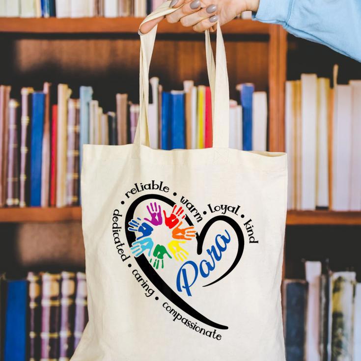 Para Heart Teacher Paraprofessional Paraeducator Men Women Canvas Tote Bag, funny gift