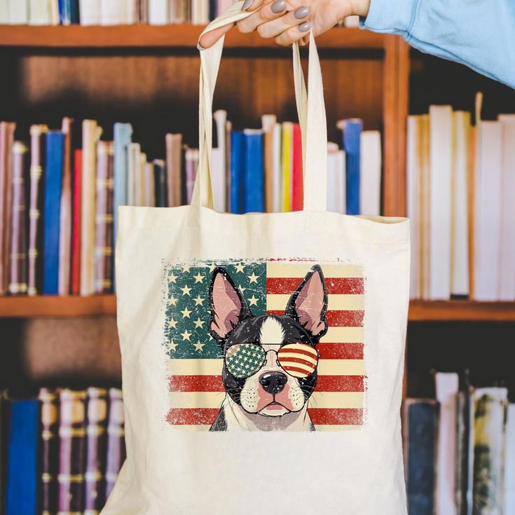 Patriotic Boston Terrier Dog Lover USA Flag 4th Of July For Men Women Kids Canvas Tote Bag, Patriotic Boston Terrier Tote Bags, Boston Terrier 4th Of July Tote Bags, funny gift