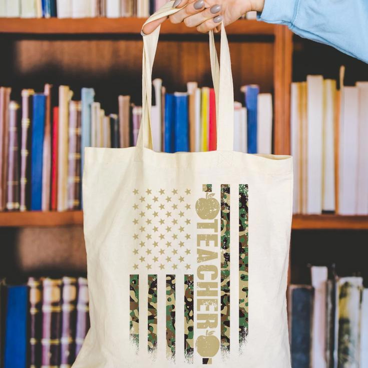 Patriotic Teacher American Flag Camouflage 4th Of July Camo Canvas Tote Bag, funny gift Patriotic Teacher American Flag Camouflage 4th Of July Camo Canvas Tote Bag, funny gift