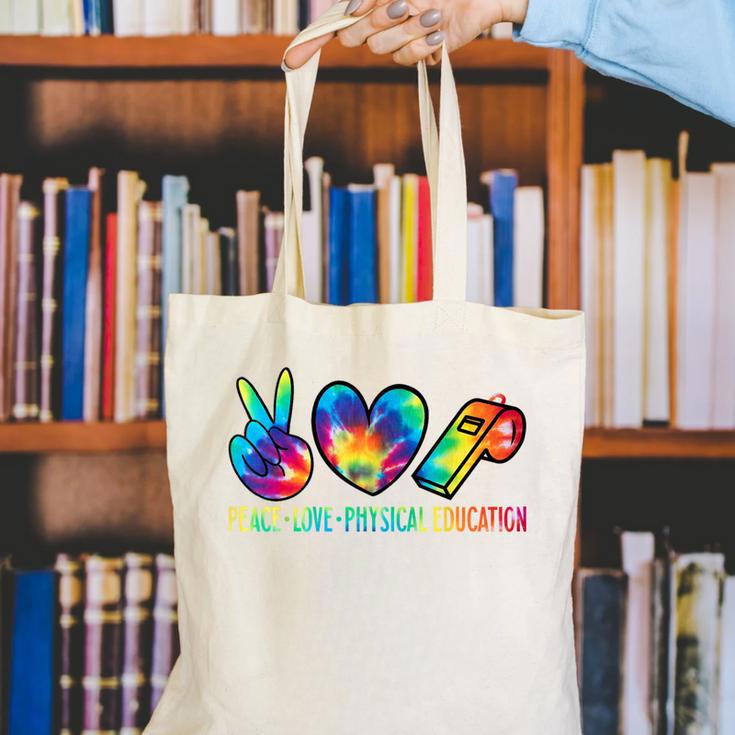 Peace Love Physical Education Tie Dye Sports PE Teacher Canvas Tote Bag, Pe Teacher Tote Bags, funny gift